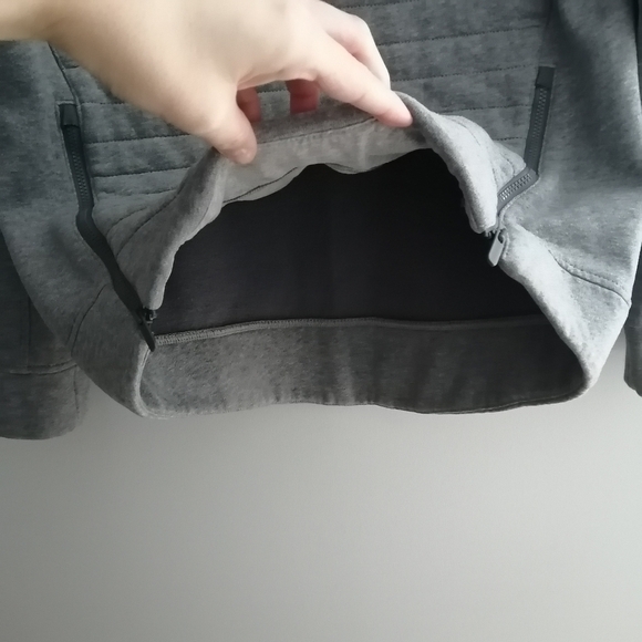 Lululemon Fleece Be True Crewneck Quilted Sweater Side Zippers Heathered Grey 4 - Picture 10 of 16